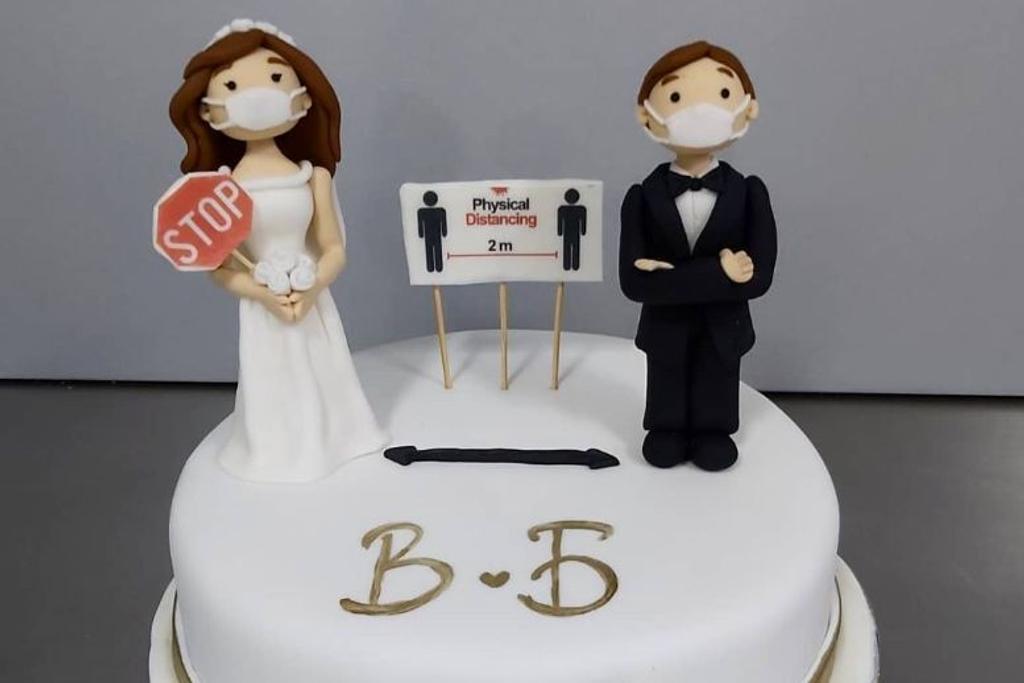 Social Distancing Wedding Cake 