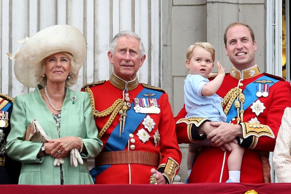Camilla with Prince Charles, Prince William, and Prince George
